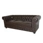 Preview: Gestepptes 3-Sitzer Chesterfield Sofa | In Dunkelbraun
