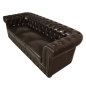 Preview: Gestepptes 3-Sitzer Chesterfield Sofa | In Dunkelbraun