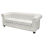 Preview: Sofa Chesterfield 3-Sitzer weißem mit Kunstlederbezug