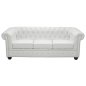 Preview: Sofa Chesterfield 3-Sitzer weißem mit Kunstlederbezug