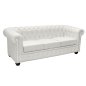Preview: Sofa Chesterfield 3-Sitzer weißem mit Kunstlederbezug