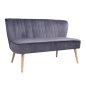 Preview: Zweisitzer ANDY Sofa mit Samtstoff in Grauton und Holzbeinen in Naturton.