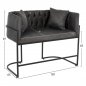 Preview: SOFA 2-SITZER IN GRAU T.NUBUK & METALL SCHWARZ 64x120x97 cm