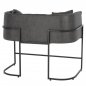 Preview: SOFA 2-SITZER IN GRAU T.NUBUK & METALL SCHWARZ 64x120x97 cm