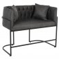Preview: SOFA 2-SITZER IN GRAU T.NUBUK & METALL SCHWARZ 64x120x97 cm