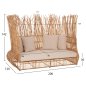 Preview: SOFA OUTDOORS ZEPHYR RATTANSTÜCKE IN NATUR – KISSENSET IN BEIGE 200x120x142Hcm