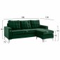 Preview: ECKSOFA WENDBARES SANTINO SAMT DUNKELGRÜN 190x75-128x82 cm.