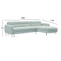 Preview: WENDBARES ECKSOFA FLYER, MINZ FARBE STOFF, HOHE BEINE AUS METALL, 285 x 86 – 172 x 74 Hcm