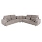 Preview: ECKSOFA HELLGRAUER STOFF – ANTHRAZITGLÄNZENDE BEINE 314x236x90-102Hcm