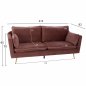 Preview: KAREN SOFA 3 SITZ ROSE SAMT & METALL FÜßE IN GOLD 213x82x95cm WW3136.32