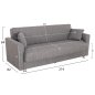 Preview: SCHLAFSOFA 3-SITZER ANDRE ANTHRAZIT-STOFF-STAUBRAUM 214x82x84Hcm