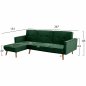 Preview: SOFA BED CORNER REVERSIBLE TALIA VELVET DARK GREEN 267x153x85 cm. WW3153.03
