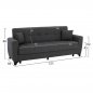 Preview: SCHLAFSOFA 3-SITZER HOHE RÜCKENLEHNE GRAU 225x84x88