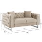 Preview: SOFA 2-SITZER t.CHESTERFIELD MOBAR CREME SAMT-METALLBEINE 154x85x68Hcm
