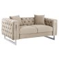 Preview: SOFA 2-SITZER t.CHESTERFIELD MOBAR CREME SAMT-METALLBEINE 154x85x68Hcm