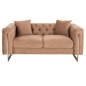 Preview: SOFA 2-SITZER t.CHESTERFIELD MOBAR BEIGE SAMT-METALLBEINE 154x85x68Hcm