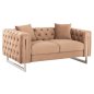 Preview: SOFA 2-SITZER t.CHESTERFIELD MOBAR BEIGE SAMT-METALLBEINE 154x85x68Hcm