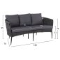 Preview: 3-SITZ SOFA ANTHRAZIT-HELLGRAU MIT ALUMINIUMRAHMEN 188x76x95 cm