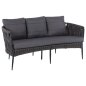 Preview: 3-SITZ SOFA ANTHRAZIT-HELLGRAU MIT ALUMINIUMRAHMEN 188x76x95 cm