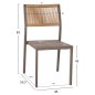 Preview: ALUMINIUMSTUHL IN CHAMPAGNER FARBE MIT BEIGEM RATTAN & TEXTLINE 46x55,5x83 cm