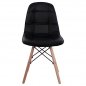 Preview: Design Stuhl COSY mit Massivholz Beinen und Kunstleder, in Schwarz
