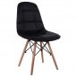 Preview: Design Stuhl COSY mit Massivholz Beinen und Kunstleder, in Schwarz