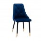 Preview: "FANNIE" STUHL SAMT BLAU MIT METALLRAHMEN 49x53x88Y cm.