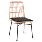 Preview: ESSZIMMERSTUHL SCHWARZES METALL MIT KISSEN-GEFLECHT IN BEIGE 46,5x50x85Hcm