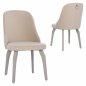 Preview: CHAIR ESPERANZA MADE OF VELVET ECRU WITH WOODEN LEGS 50x66x90 cm