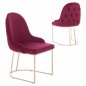 Preview: CHAIR LILIANA MADE OF BORDEAUX VELVET WITH METAL GOLD BASE 55x64x90 cm