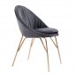 Preview: Velvet Chair "Kelsey" in grey with gold legs