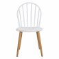 Preview: Modern Dining Chair with metal legs in natural wood finish, in white