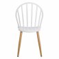 Preview: Modern Dining Chair with metal legs in natural wood finish, in white