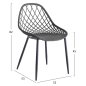 Preview: STUHL POLYPROPYLEN IN GRAUER FARBE MIT SCHWARZEN METALLBEINEN 52x53x82 cm