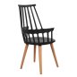 Preview: Armchair Yvonne with wooden legs in black