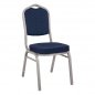 Preview: Konferenzstuhl Catering silber "HILTON" in blauem Stoff 44x61x92 cm.