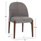 Preview: DINING CHAIR RUBBERWOOD IN WALNUT-GREY FABRIC 57x55x86Hcm