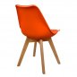Preview: VEGAS Retro Stuhl in Orange und Holzbeinen in natürlicher Farbe