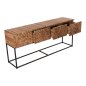 Preview: CONSOLE WITH DRAWERS JORDI TEAK WOOD IN NATURAL-BLACK METAL BASE 180x43x79Hcm
