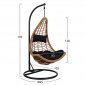 Preview: Hängesessel mit einstellbarer Sitzhöhe beige Wicker und schwarzem Kissen