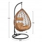 Preview: HÄNGENDES SESSELNEST MIT BEIGE WICKER UND KISSEN 95x195 cm