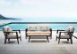 Preview: "EMOTI" LOUNGE SET MIT 2-SITZER AUS ALUMINIUM UND TEAKHOLZ SCHWARZ