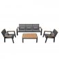 Preview: "GENEVA" 3 SEAT LOUNGE SET IN ALUMINUM AND BLACK TEAK