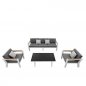 Preview: "CHAMPION" 4-PIECE LOUNGE SET MADE OF ALUMINUM, OLEFIN AND TEAK WOOD GRAY