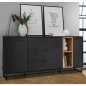 Preview: MELAMINE BUFFET LUCA HM8829 BLACK NATURAL 174,2x41,5x84cm