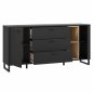 Preview: MELAMINE BUFFET LUCA HM8829 BLACK NATURAL 174,2x41,5x84cm