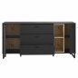 Preview: MELAMINE BUFFET LUCA HM8829 BLACK NATURAL 174,2x41,5x84cm