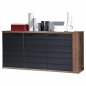 Preview: Melamin Konsolentisch Schrank Ryker in Walnuss und Grau 161,5 x 41,6 x 85,1 cm