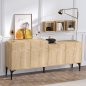 Preview: BUFFET SCHRANK MIT 3 REGALEN AUS MELAMIN IN NATURFARBE 180x40x85cm