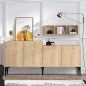 Preview: BUFFET SCHRANK MIT 3 REGALEN AUS MELAMIN IN NATURFARBE 180x40x85cm